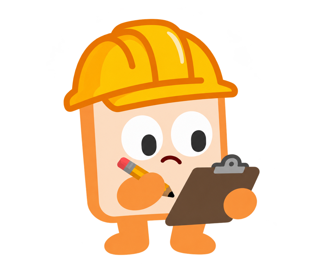 Hector, a cartoon spreadsheet cell in a hard hat, writing on a clipboard